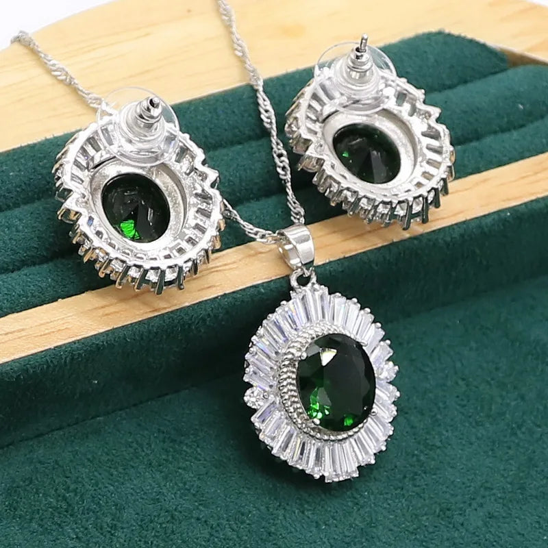 Huge Green Emerald 925 Silver Jewelry