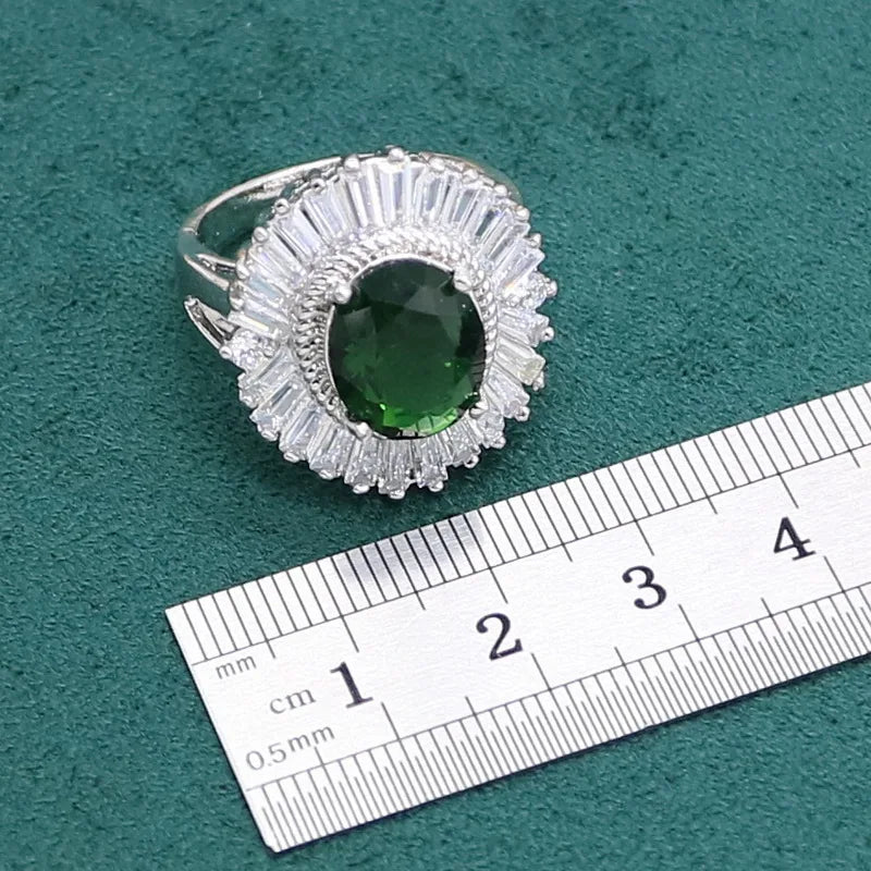 Huge Green Emerald 925 Silver Jewelry