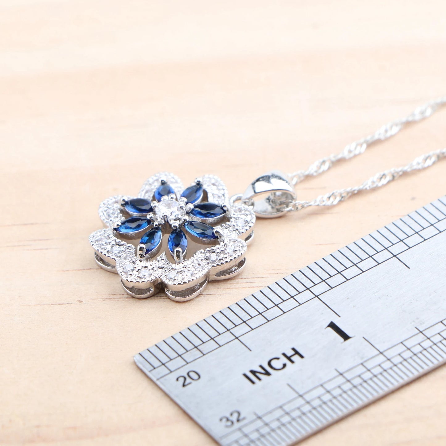 925 Silver Blue Zircon Jewelry